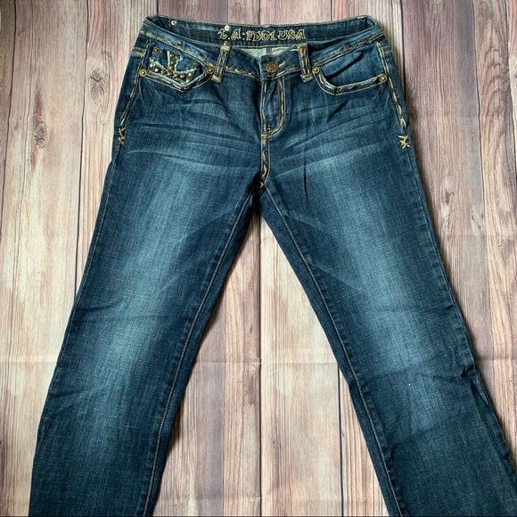 LA Idol Embellished Denim Jeans Size 11 - Picture 5 of 5